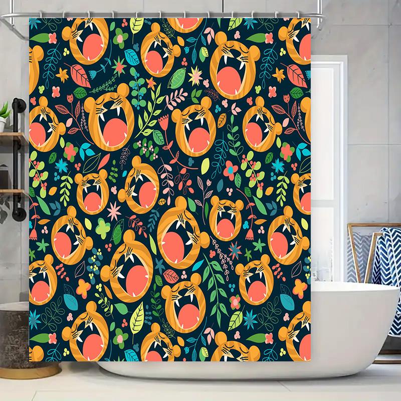 

Vibrant Tiger Print Shower Curtain Bathroom Decor For Kids Room Or Home Waterproof Fabric With Hook Rings Various Sizes Availabl W60H190(CM)-1 Pcs