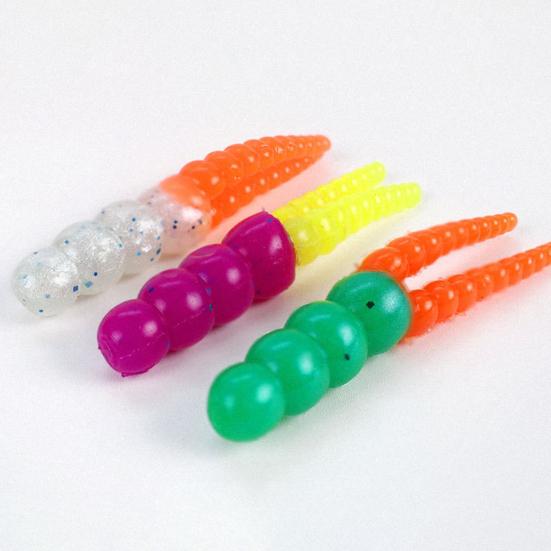 20Pcs 5CM/2G Soft PVC Worm Bait Fork Tail Two-color Bionic Artificial Worm Lure Swimbait Saltwater Freshwater Fishing Accessories
