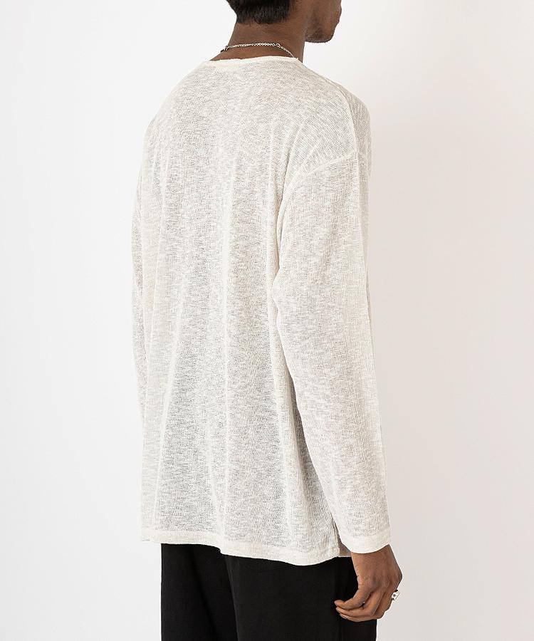 Seuteulaikeu Drop Shoulder Loose Fit Linen T-Shirt (Ivory)
