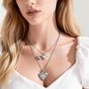 Silver Color Love Heart Photo Frame Pendant Necklace for Women Delicate Floral Oval Heart Locket Pendant  Family Love Collar