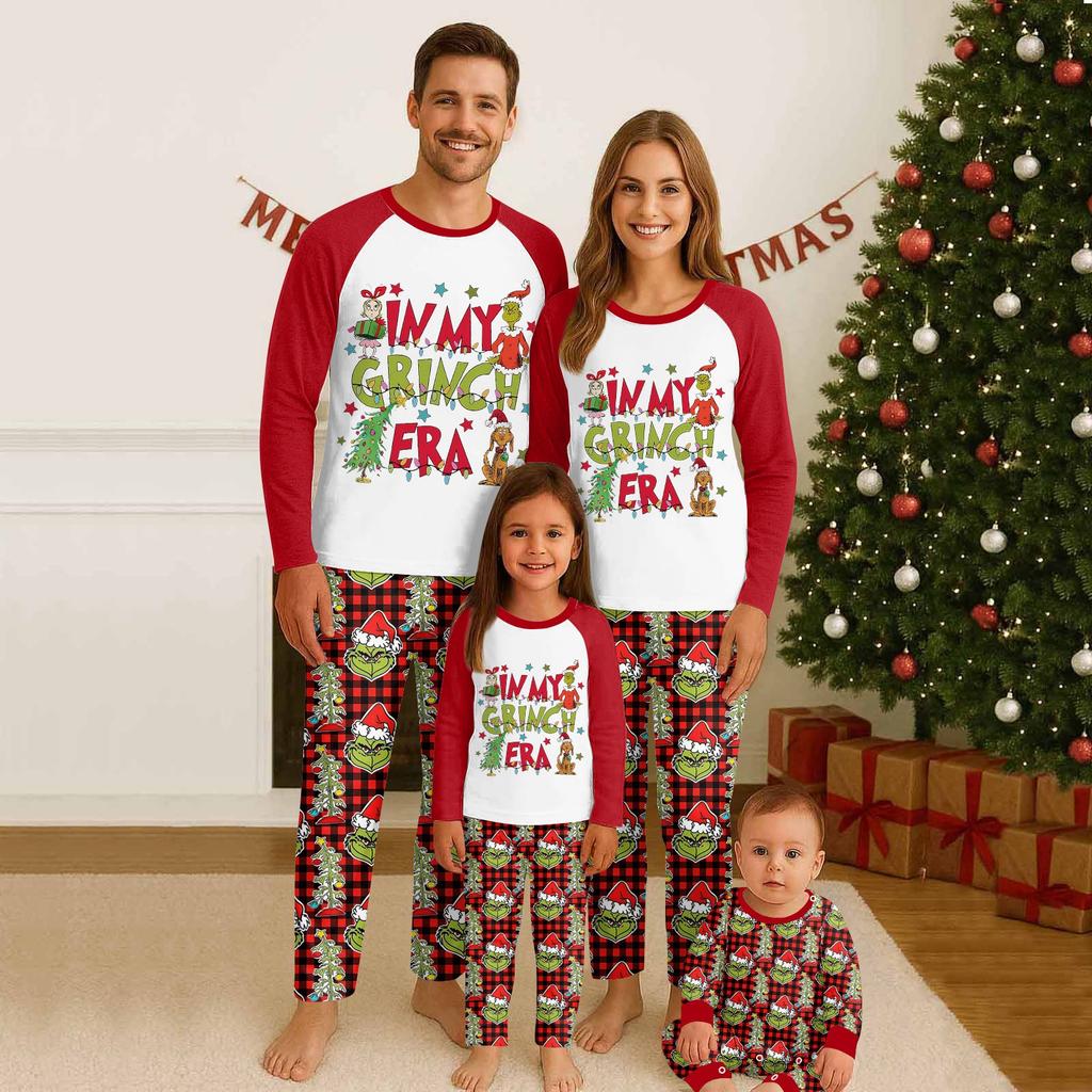 Family Matching Print Sets Pajamas Loungewear Outfits Family Matching Long Sleeve Tops+Pants Set