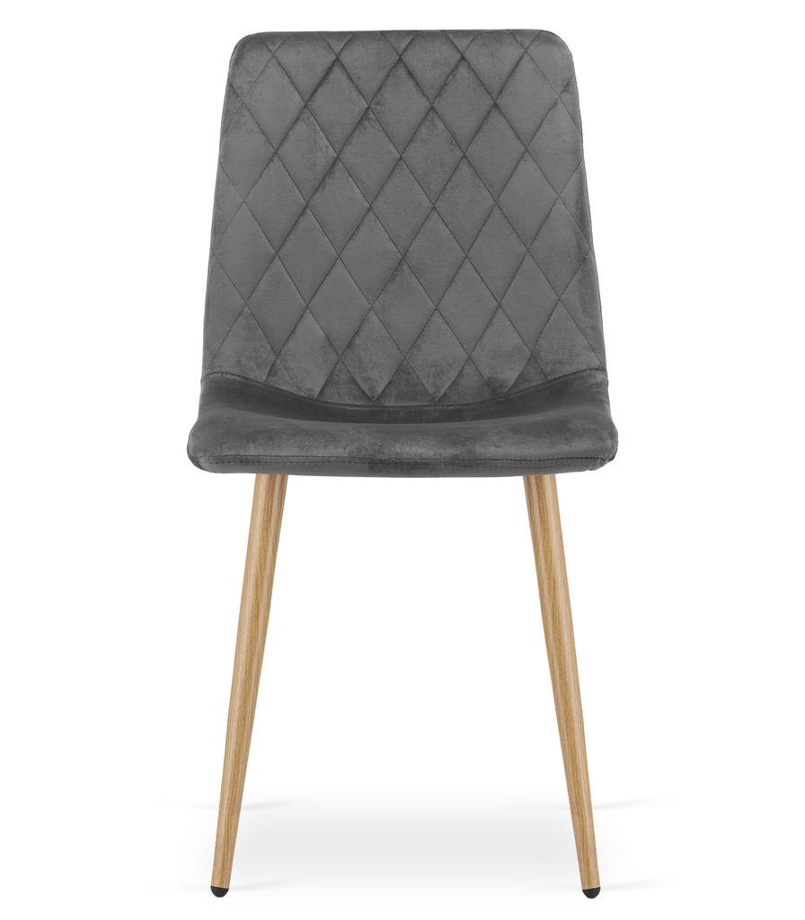 Turin Chair - Dark Grey Velvet / Wood-Coloured Legs X 2