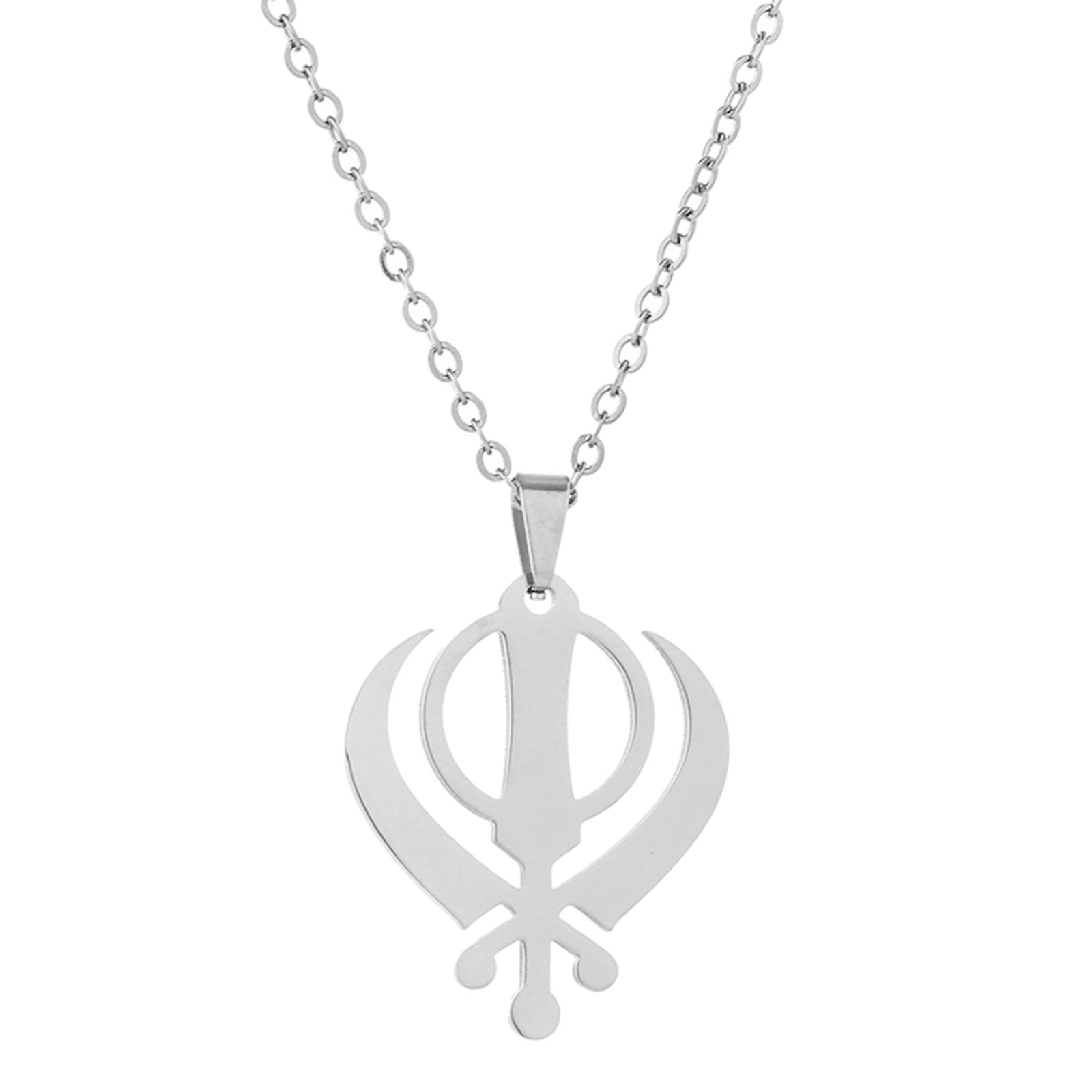 

India Sikhism Necklace Religious Symbol Clavicle Chain Cultural Symbol Pendant Neckchain Unisex Religious Metal Jewelry