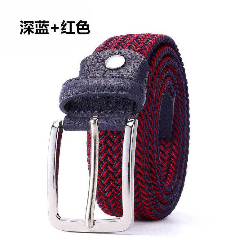 Men'S Belt Braided Elastic Belt Non-Porous Belt Men'S And Women'S Pin Buckle Elastic Belt
