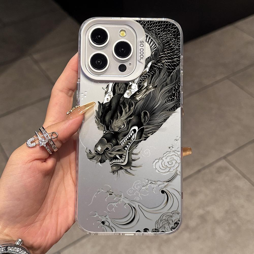 

Cool Black Dragon Phone Case for Samsung Galaxy A56 A55 A54 A53 A52 A26 A17 A16 A12 A07 A06 4G 5G Silver Hard Cover Galaxy A15