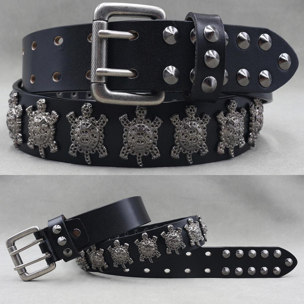 Metal Rivet Belt Luxury Designers Men Rivet Punk Belt Cow Genuine Leather Cintos Masculinos Male Women Rock Hip Hop Strap Waist