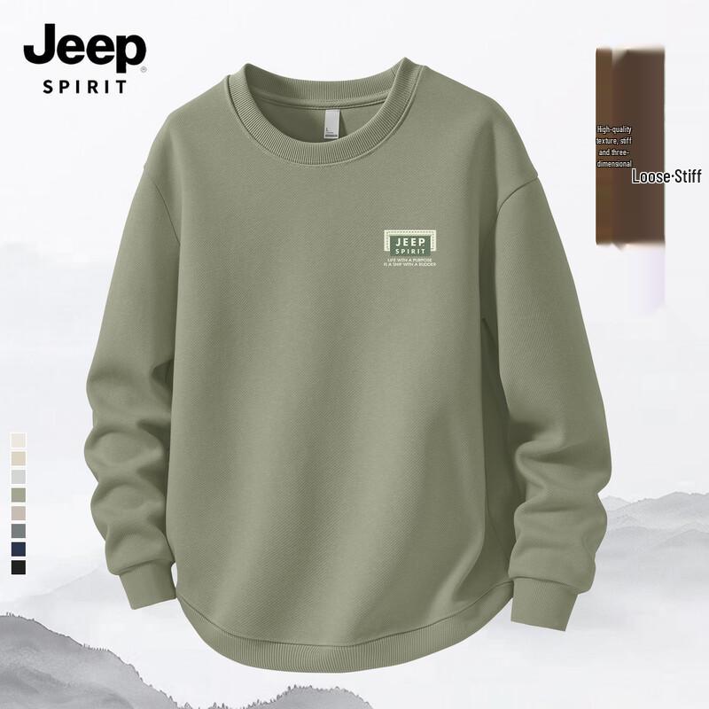JEEP SPIRIT Men's 2025 Fall American Style Letter Logo Sweatshirt