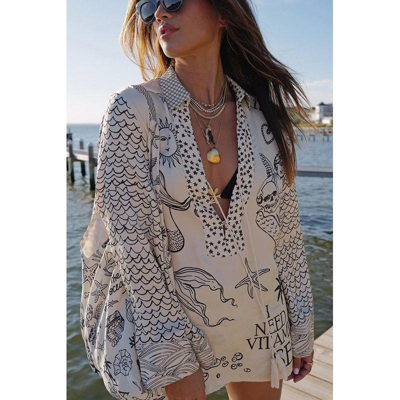 

Satin Two-Piece Set2025 New European and American Fashion Leisure Positioning Print Satin Two-piece Suit Black S