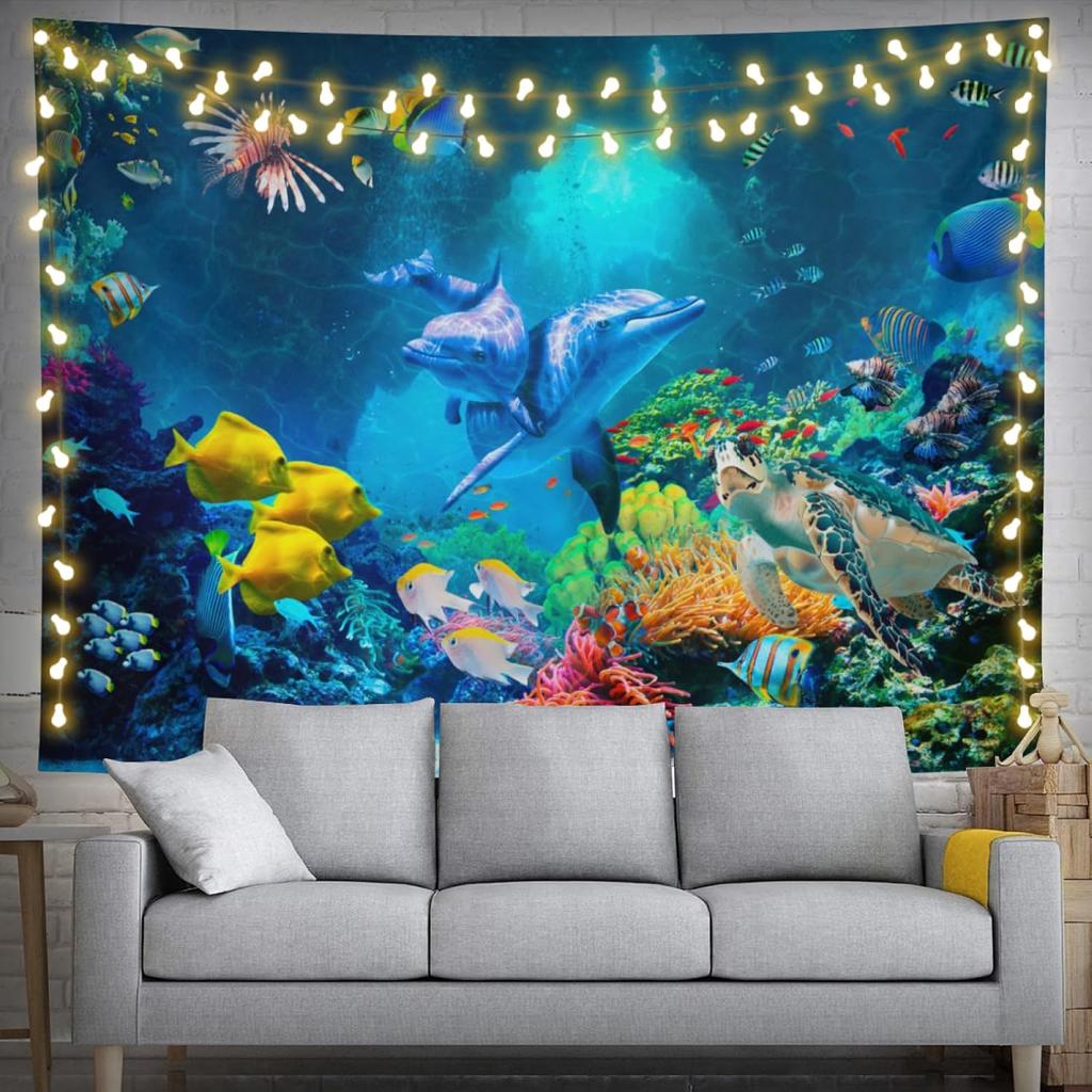 Japanese Yin Yang Koi Fish Tapestry Anime Cherry Blossom Wall Hanging Party Decorations Home Decor For Bedroom Living Room Dorm