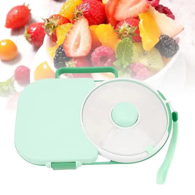 Kids Bento Box Rotating Lunch Boxes Children Rotating Snack Container Kid Snack Spinner Portable Spinning Fruit Plate Snack Box