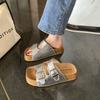 Thick-soled Large-size Sandals Women's Shoes Are Worn Outside, Summer New One-word Drags, Summer 2025 Casual Fashion Lazy Sandals