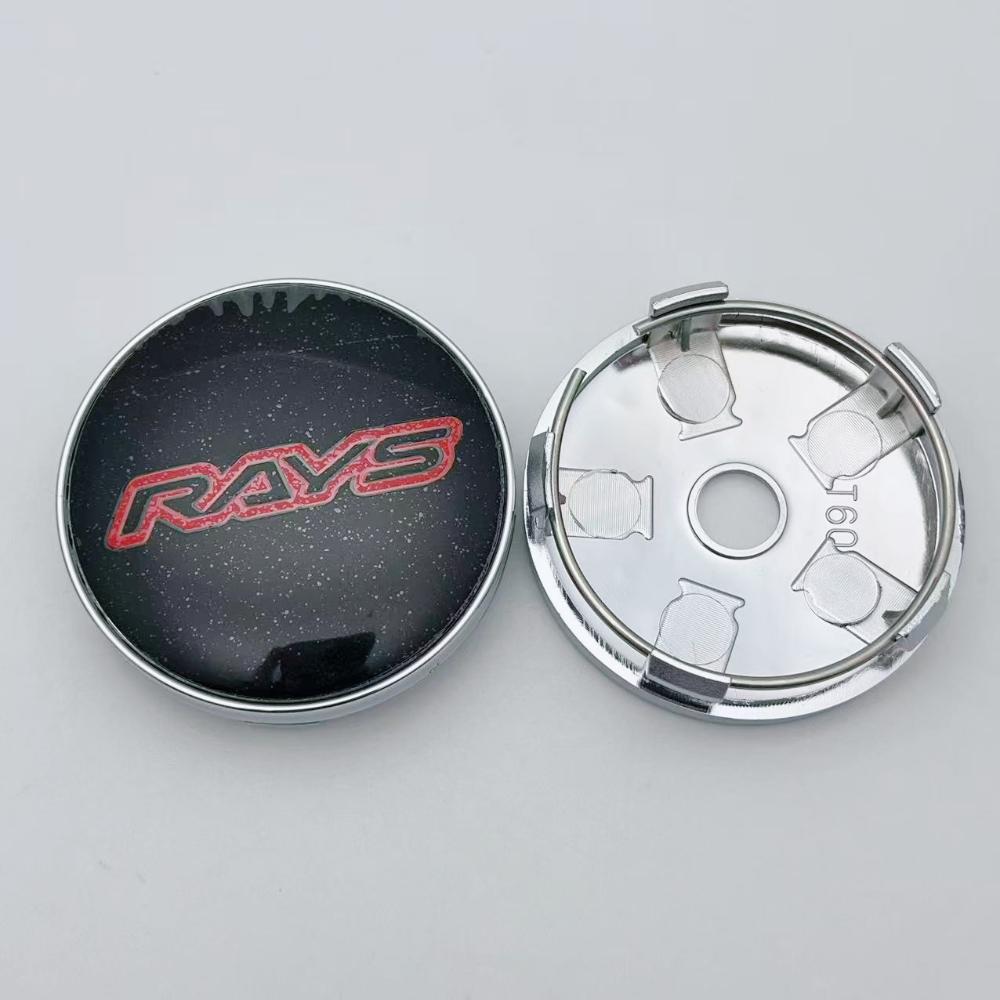 4pcs 60MM ( 56MM I.D ) Rays Logo Emblem Car Wheel Center Caps Wheel Hubcaps Auto Rim Centre Cover Black/Silver Car Accessories