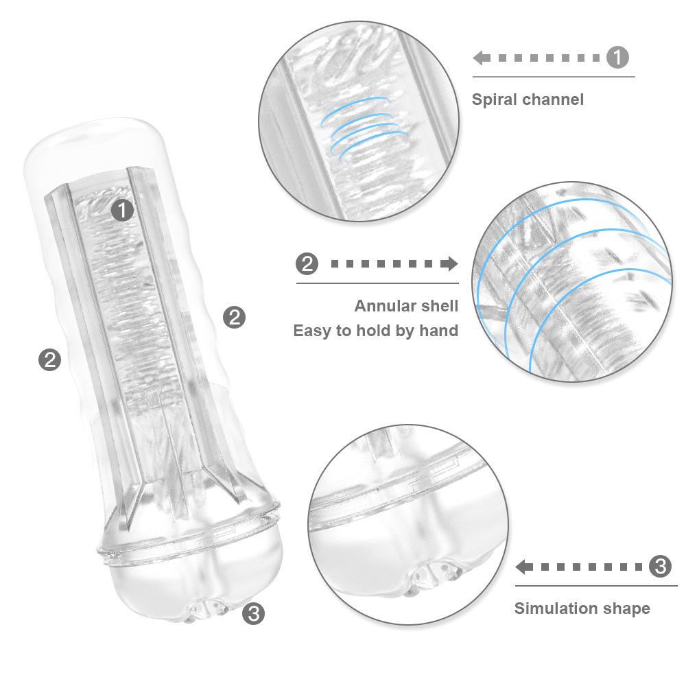 Men's Portable Soft Rubber Masturbation Cup - Simulated Oral Sex Trainer Flashlight.