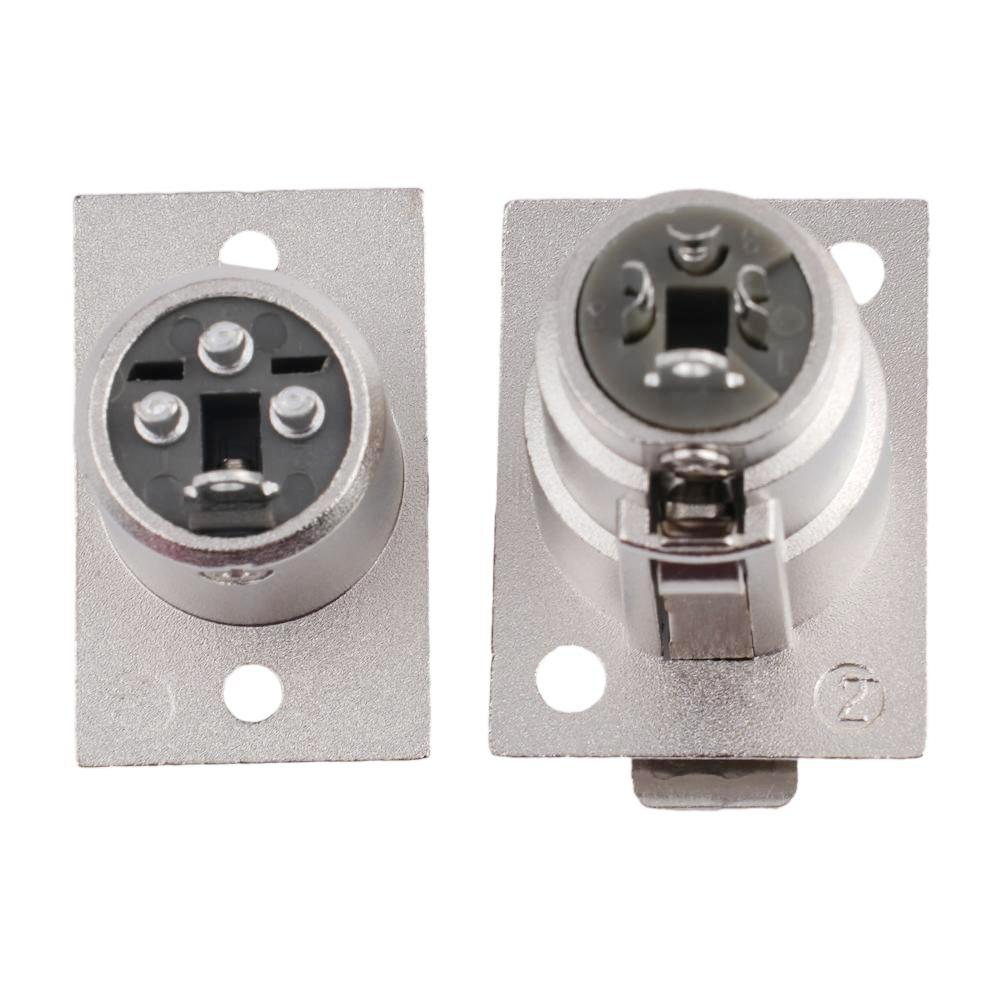 2pc XLR 3-Pin Male Female Alloy Socket Panel Mount Chassis Microphone Audio Conn