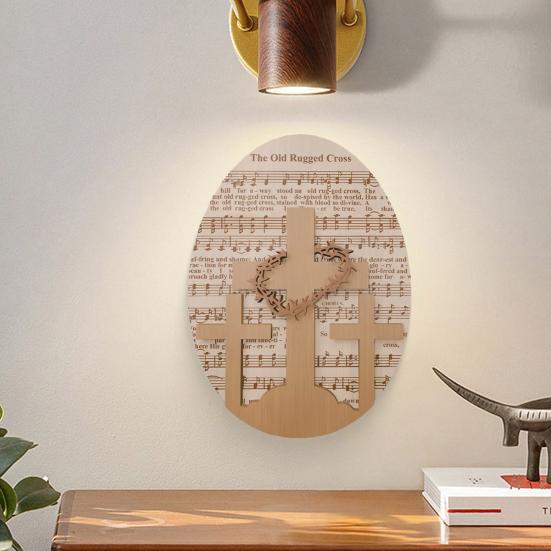 

Деревянное пасхальное украшение, религиозное деревянное произведение искусства с гимном, музыкальным сопровождением, Иисусом, настольное украшение для каминной полки, молитвенного стола, христианский подарок B