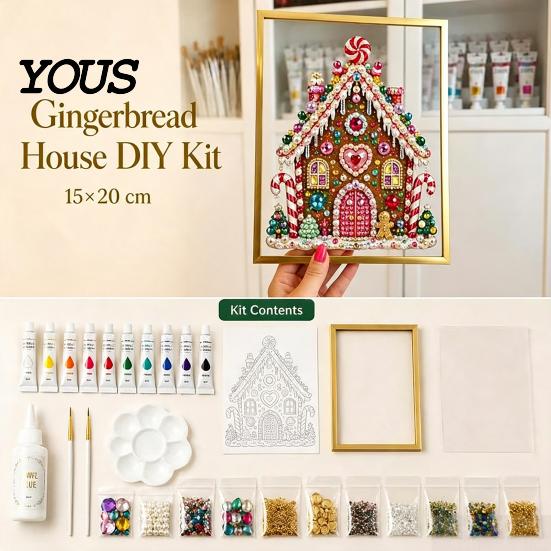 Holiday Decoration Making Sets DIY Jewelry Faux Pearl Art Painting Kit with Frame, Christmas Handmade Festive Wall Crystal Gem Craft Set for