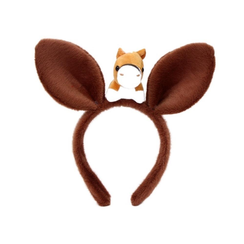 

Mascot New Year Headband Cartoon Plush Horse Headband Exquisite Horse Hair Hoop Photo Prop Style C