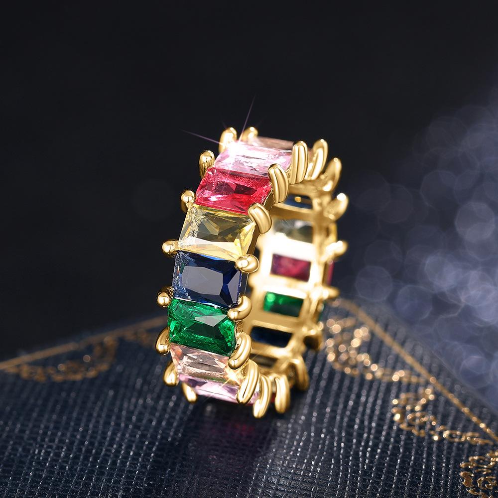 Geometric Full Diamond Ring, Simple And Versatile Hip-Hop Ring With Personality, Wind And Fashion Ring.