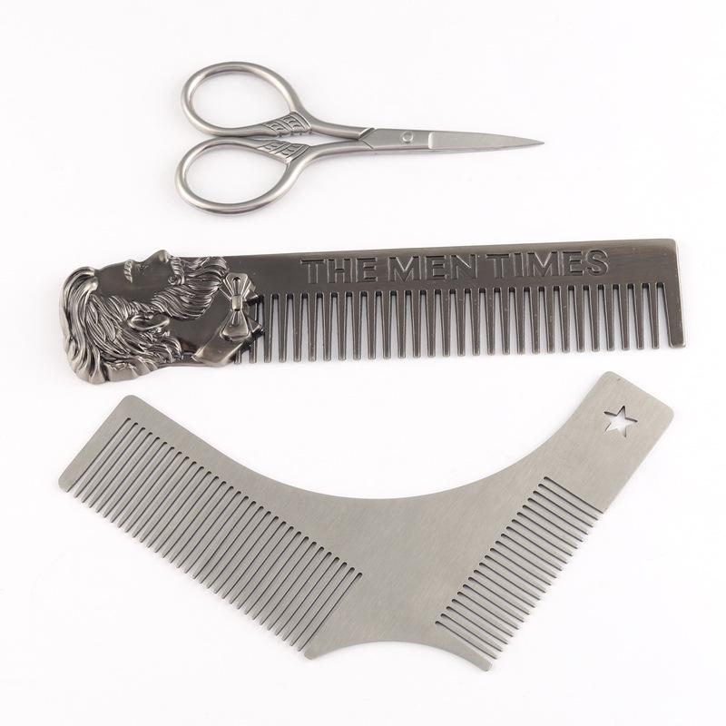 Men's 6-Piece Beard Grooming Kit: Boar Bristle Brush, Iron Alloy Comb, Razor, and Cloth Bag.