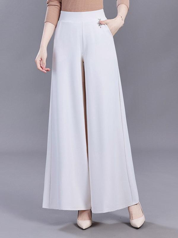 Women's Black High-Waisted Wide-Leg Skirt Pants – Summer 2026, Plus Size, Slimming, Loose, Casual.