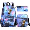 Football Star Print Youth Primary And Secondary School Students Schoolbag Three-Piece Set Men'S And Women'S Backpack