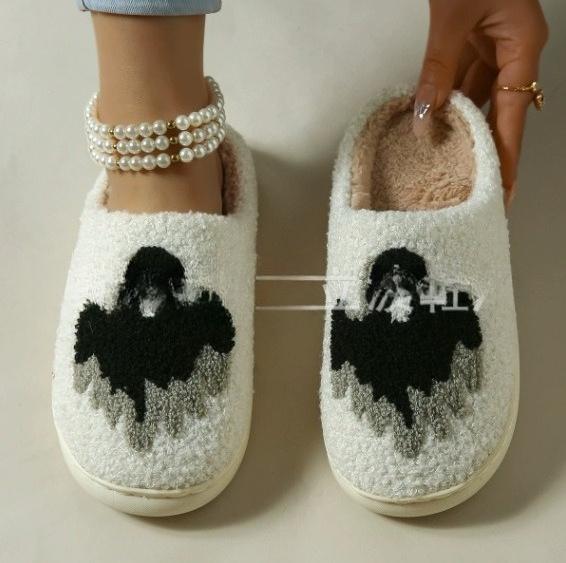 Fashion House Fuzzy Slipper Men Male Ghost Face Blue Evil Eye Home Shoes Plush Winter Warm Indoor Floor Non Slip Women Female Halloween