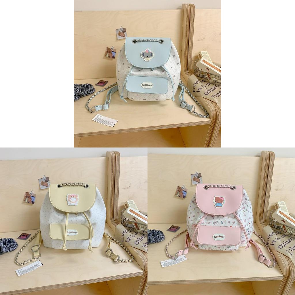College Style Sweet Print Flap Backpack With Pu Material For Daily Use