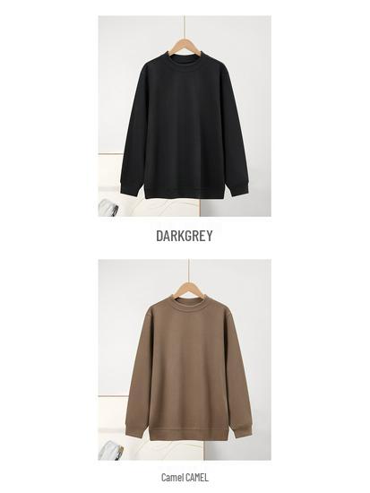Women's Heavyweight Fleece Stand-Up Collar Sweatshirt - High-Elasticity, Warm, Loose Fit Base Layer for Autumn/Winter