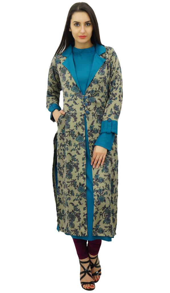 Bimba Women 2 Pcs Straight Ladies Kurta Kurti with Printed Jacket Winter