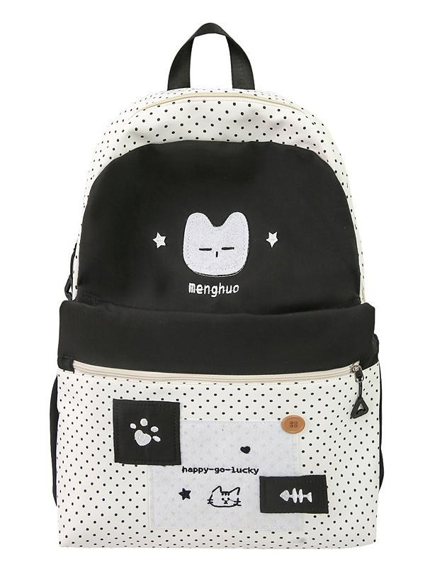Süßer Katzen-Punkt-Rucksack Für High-School-Mädchen Nylon-Schultasche