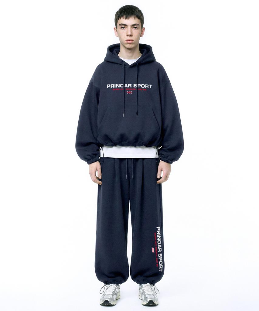 PRINOAR Sports String Single-Pleat Wide Pants - Navy