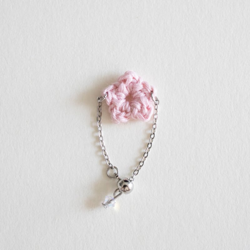MERRYMOTIVE Pastel flower knit chain ring (Pink)