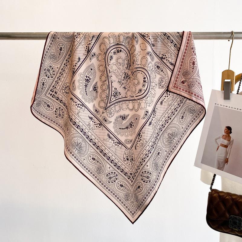 Spring, autumn and winter new high-end silk scarf women's fashion temperament printed shawl double-sided silk scarf