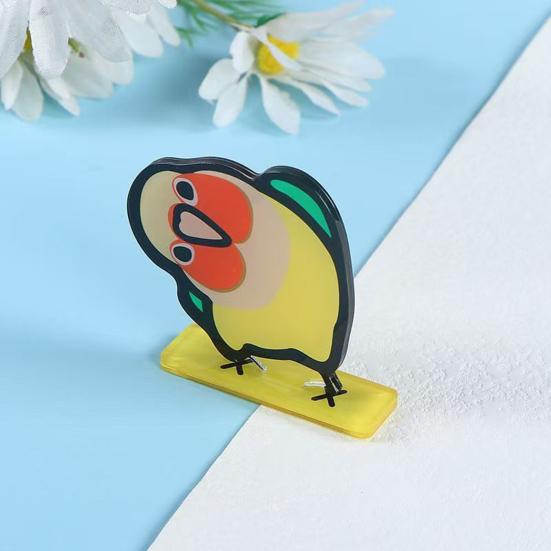 2Pcs Skateboarding Parrot Fridge Magnet Acrylic Cartoon Bird Magnetic Refrigerator Accessories Memo Note Photo Holder Decoration