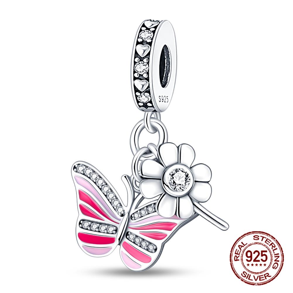 S925 Sterling Silber Rot Farbe Serie Herz Form Charms Perlen Fit Original Armbänder Glück Schmuck Geschenke DiyAccessories