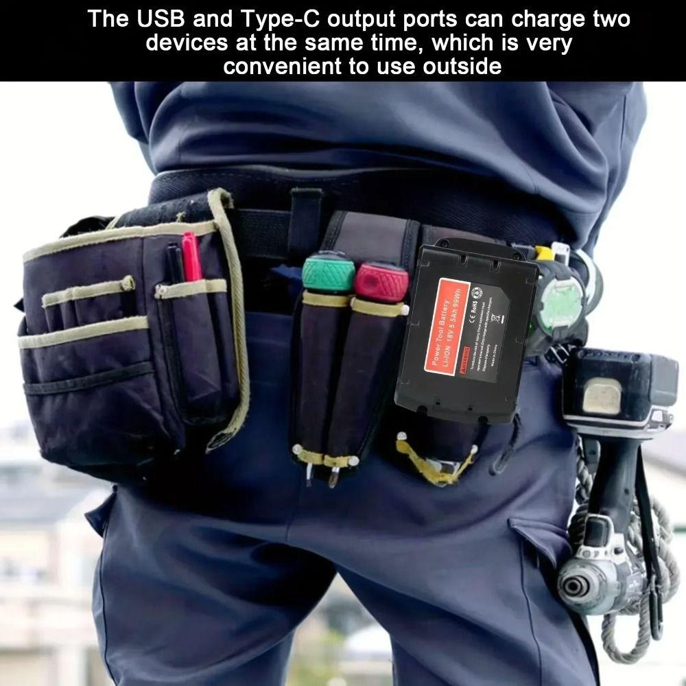 Fast Charging Battery Adapter with Type-C Portable USB Charger Battery Case Battery Holder for Milwaukee 18V Lithium Battery