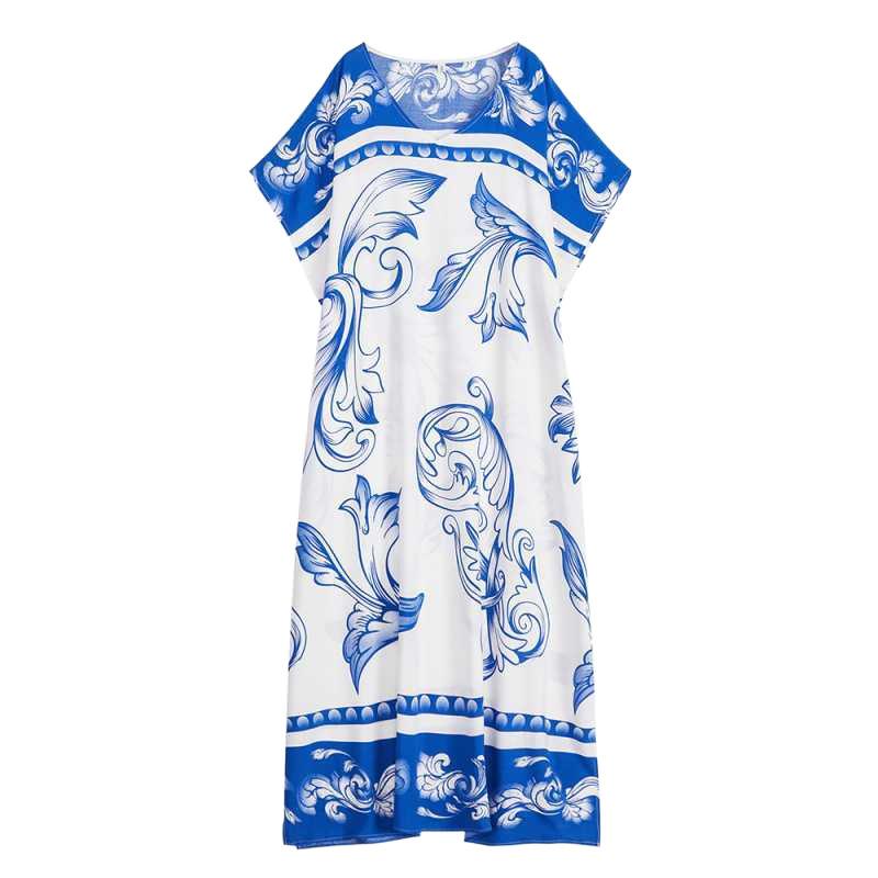 The Real Shot Is In Stock, and the Sunscreen Robe Is Loose and Large Size Flying Edge Beach Cotton and Silk Split-ended Floor Mopping Dress.