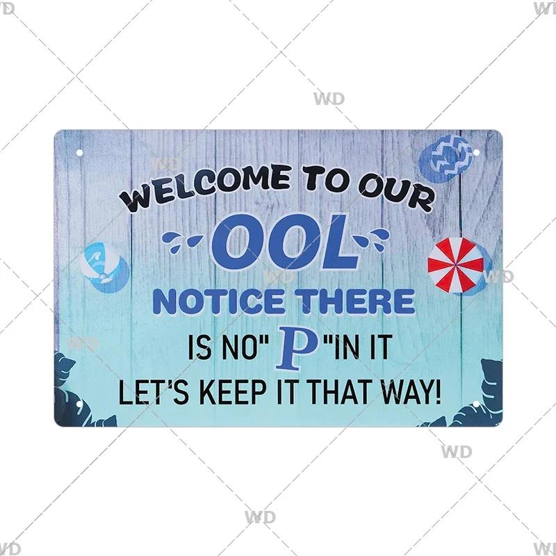 Tin Sign Pool Funny Rules Vintage Plaque Welcome Warning No Swimming Instruction Metal Sign For Home Pool Store Club Wall Decor