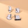 Cute Cartoon White Cat Small Knife Dagger Enamel Brooch Creative Animal Lapel Pin Badge Backpack Clothing Hat Accessories