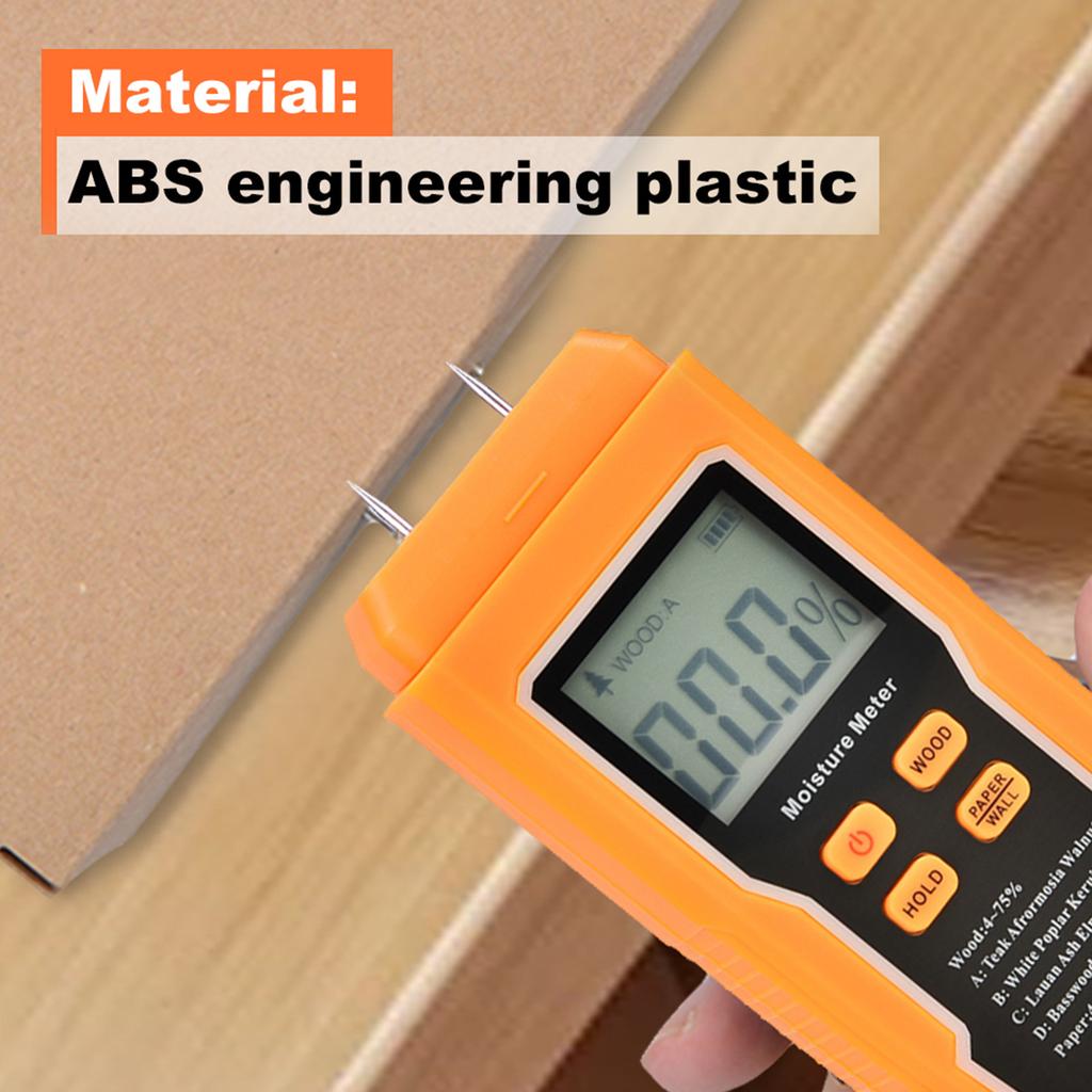 Two Pins Wood Moisture Meter Backlit Digital Paper Humidity Tester Wall Hygrometer Timber Damp Detector