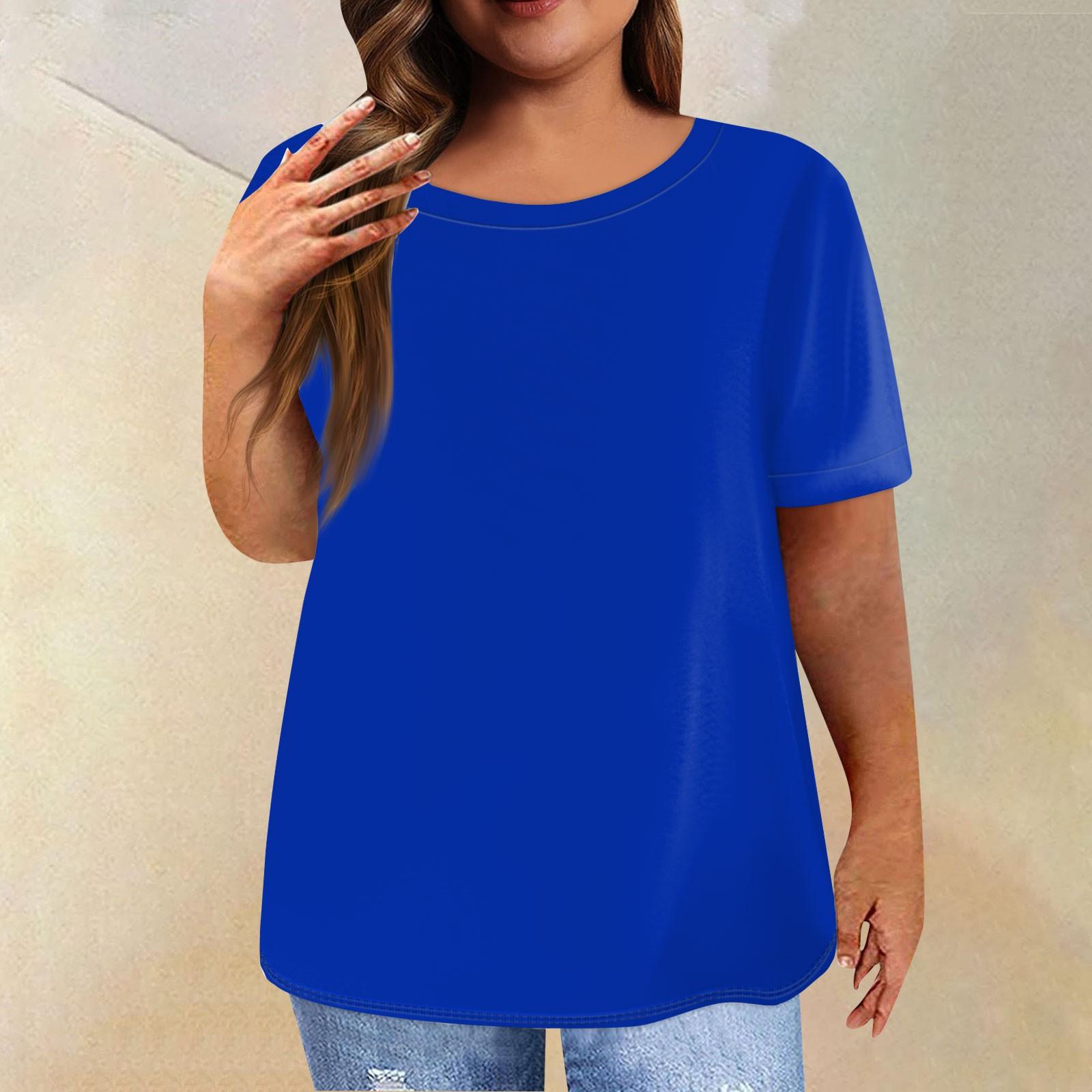 

Женская рубашка с коротким рукавом, круглый вырез, футболка больших размеров, однотонные повседневные топы XXXXXL темно-синий