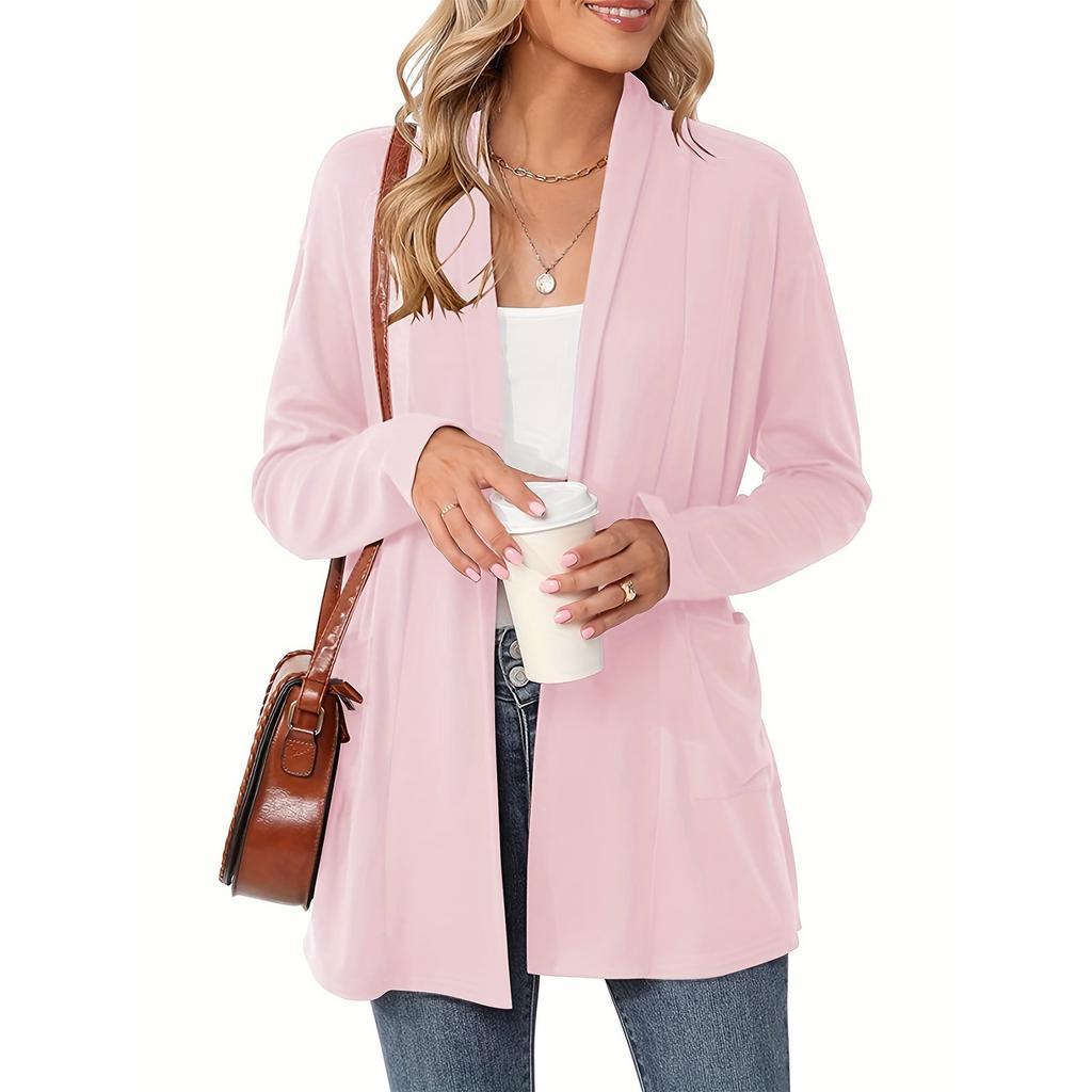 Women's Lightweight Cardigan Sweaters Open Front Long Sleeve Casual Loose Thin Cardigans With Pockets