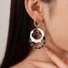 Leopard Print Resin Double Circle Geometric Hoop Earrings, Elegant and High-end Earrings for Women
