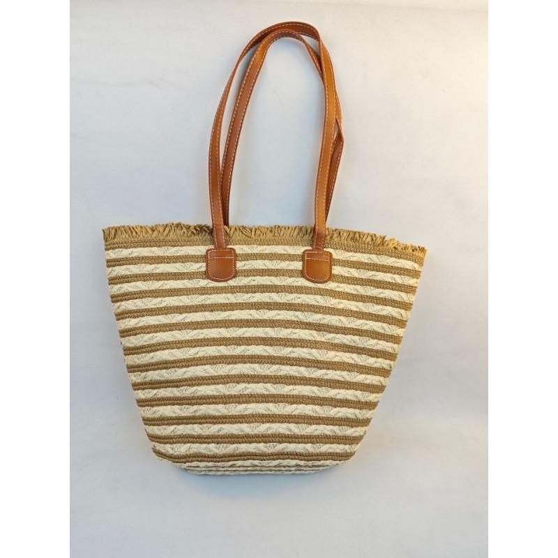 Strohtasche Damen Sommerwind neu Strand Meerseite Outdoor Urlaub Großraum Schultertasche