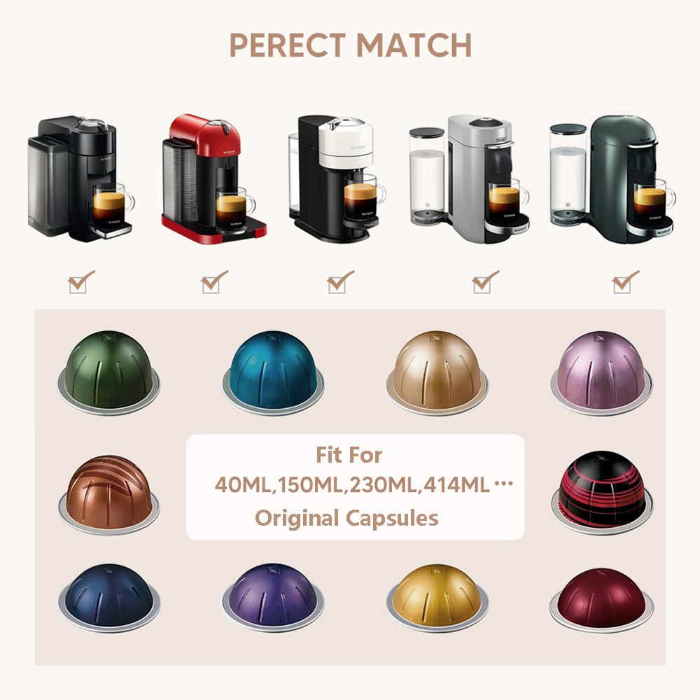 For Nespresso Vertuo Next Vertuoline Reusable Capsule Refillable Coffee Filter Pod with Disposable Aluminum Foil Lids Stickers