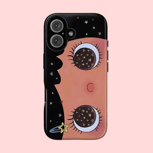Clmj BIG EYES COMIC GIRL Phone Case for iPhone 17 16e 16 15 14 13 12 11 X XS XR XSMAX 7 8 Air Pro Max Plus Luxury Double-layer