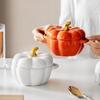 Cream Style Ceramic Pumpkin Stew Bowl with Lid
