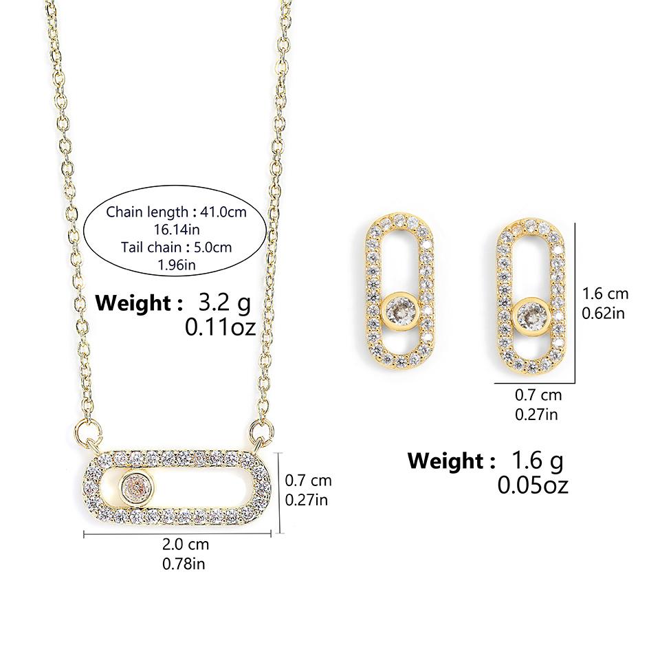 Exquisite ovale baumelnde Anhänger-Sets für Frauen, Mode, Büroklammer, Zirkonia, Ohrringe, Halskette, Schmuck, Mädchen, Party, Geschenke