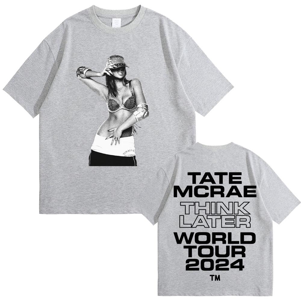 Tate Mcrae The Think Later World Tour T-shirts Men Women Fashion Vintage  Short Sleeve Tees Casual  T Shirts