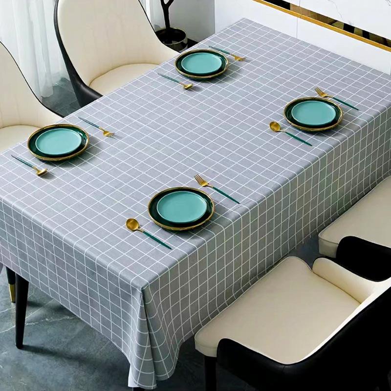 Pastoral Style PEVA Plaid Rectangular Tablecloth - Thick Disposable Picnic Mat